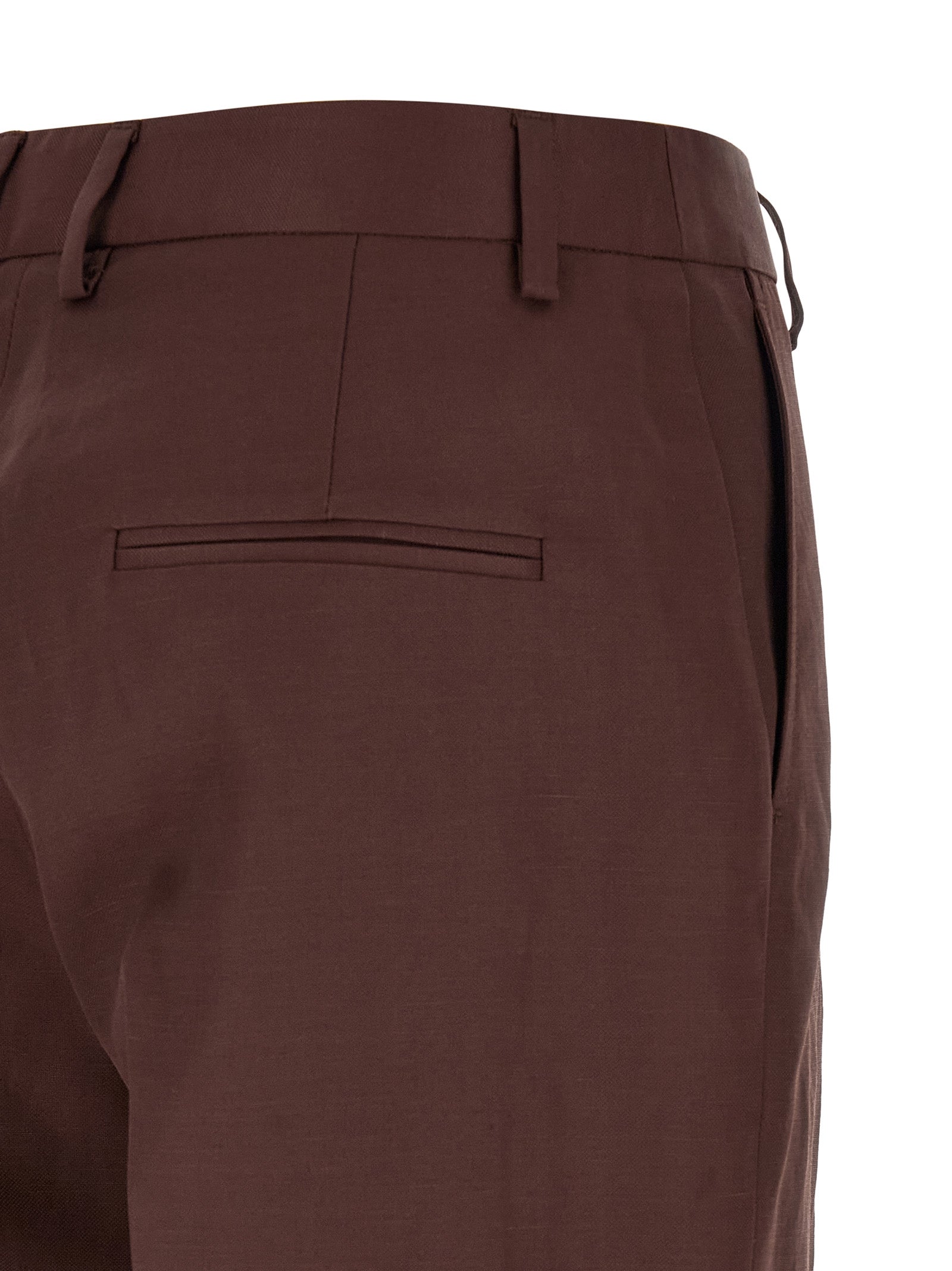 Trousers by Alberto Biani for women in linen & viscose brown features a sculptural silhouette, showcasing a sculptural straight & wide and long with a sophisticated for a sculptural finish.