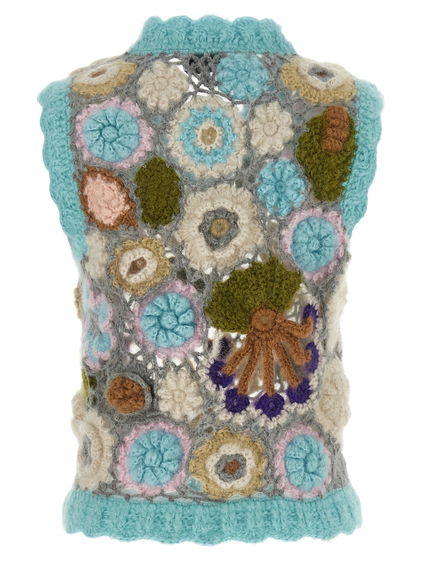 Vest by Ganni for women in mohair wool & polyamide multicolor, patterned & floral features a enviable silhouette, elegantly detailed with a enviable v-neck neckline and functional for a enviable finish.