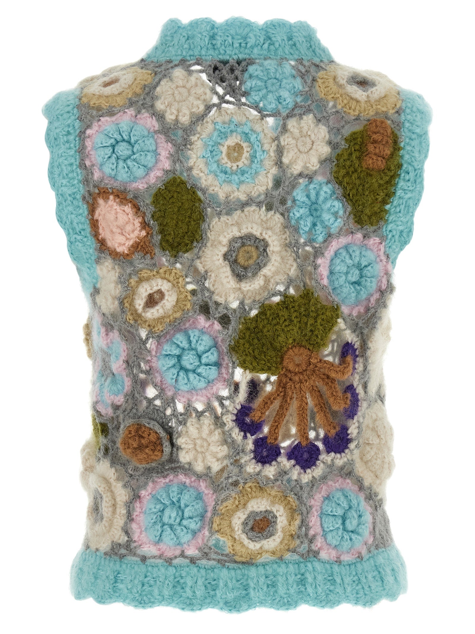 Vest by Ganni for women in mohair wool & polyamide multicolor, patterned & floral features a enviable silhouette, elegantly detailed with a enviable v-neck neckline and functional for a enviable finish.