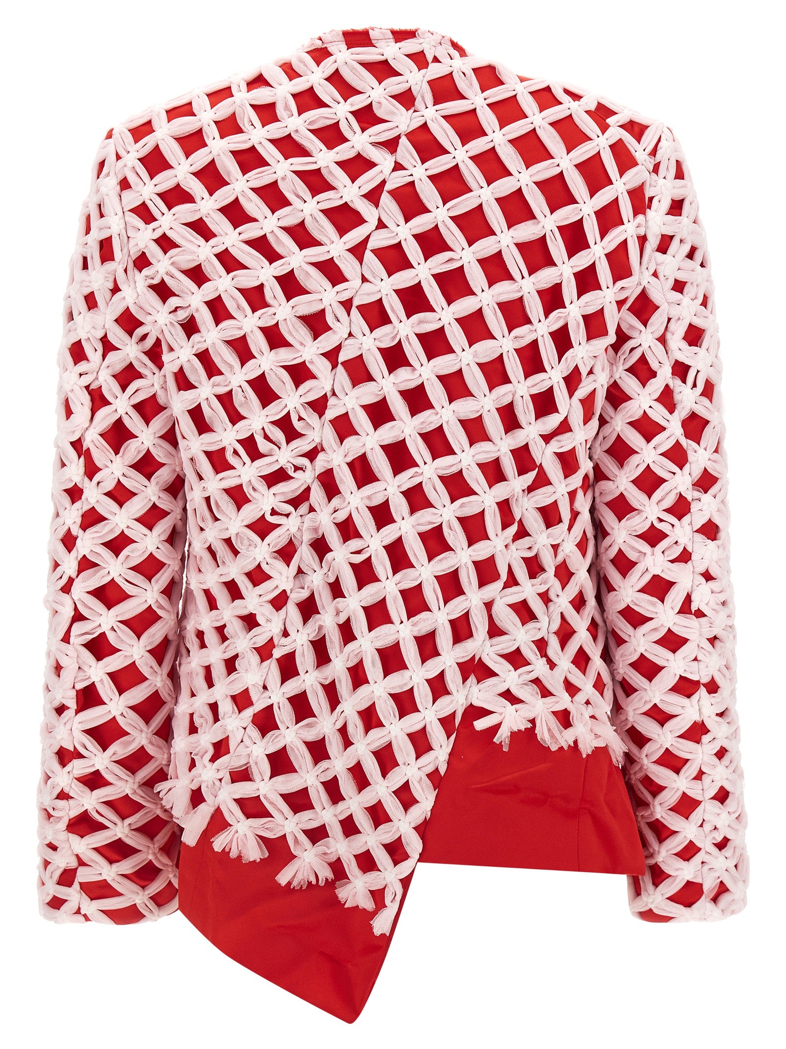 Blazer by Comme Des Garçons for women in polyester satin multicolor features an sartorial silhouette, showcasing a sophisticated crew asymmetric neckline and sartorial for a truly sartorial finish.