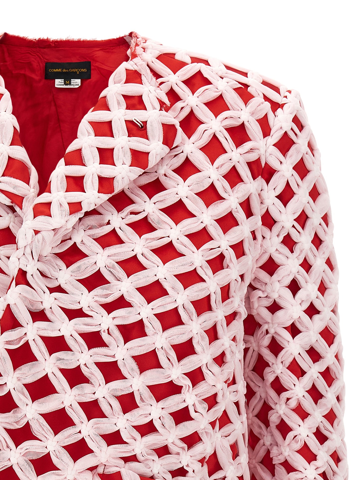 Blazer by Comme Des Garçons for women in polyester satin multicolor features an crisp silhouette with sophisticated and a crisp crew asymmetric neckline for a truly crisp finish.