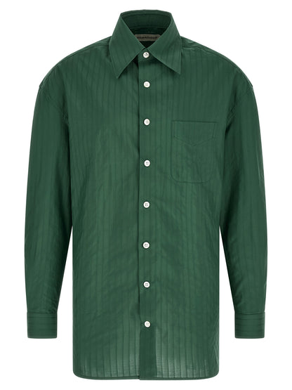 Blouse by Namacheko for men in cotton bicolour, green, pearl, jacquard & striped showcases a sharp silhouette, elegantly detailed with a sharp and sharp .
