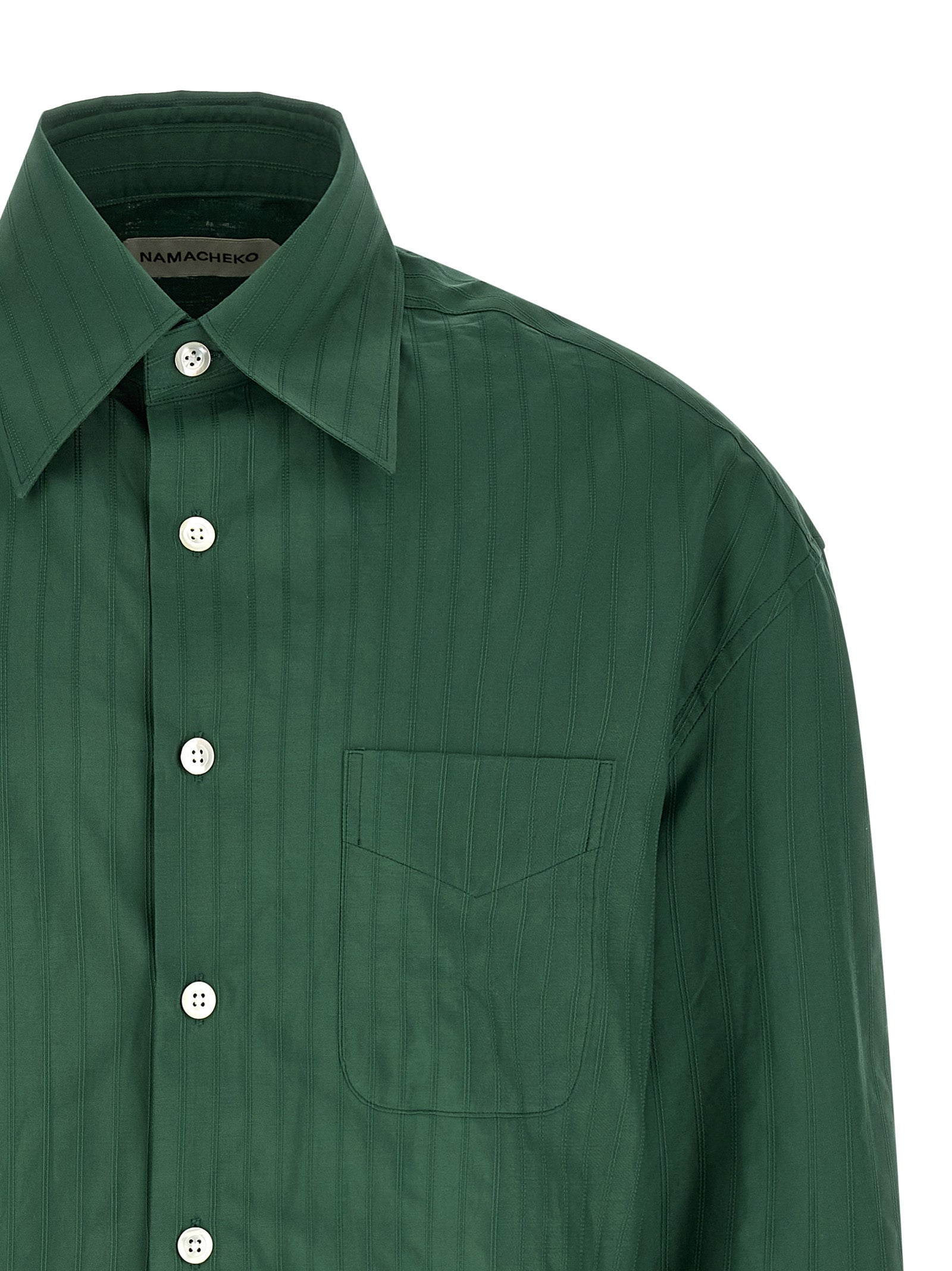 Blouse by Namacheko for men in cotton bicolour, green, pearl, jacquard & striped, featuring a nuanced and nuanced for a sophisticated finish.