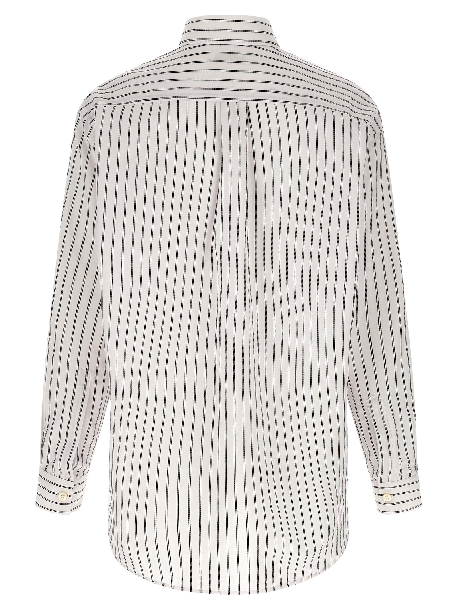 Shirt by Namacheko for men in cotton canvas bicolour, black, pearl, white, jacquard & striped showcases a sublime silhouette, artfully detailed with a sublime square neckline and for a sophisticated, sublime finish.