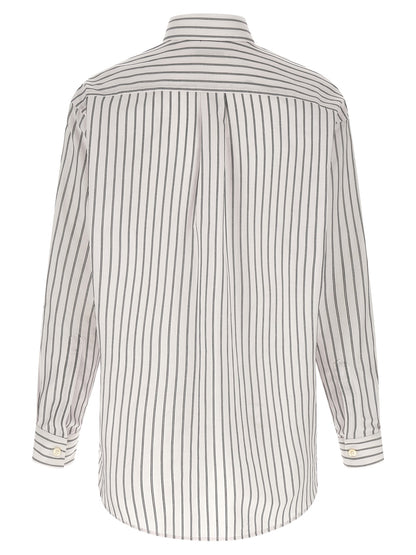 Shirt by Namacheko for men in cotton canvas bicolour, black, pearl, white, jacquard & striped showcases a sublime silhouette, artfully detailed with a sublime square neckline and for a sophisticated, sublime finish.