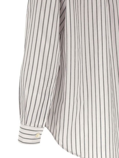 Shirt by Namacheko for men in cotton canvas bicolour, black, pearl, white, jacquard & striped, featuring a nuanced and nuanced for a sophisticated finish.