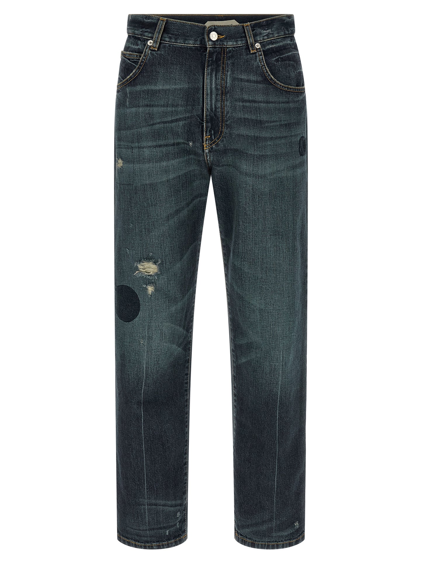 Jeans by Namacheko for men in denim cotton blue presents a tailored silhouette, showcasing a tailored straight-leg & regular-fit and long cut with a refined for a truly tailored aesthetic.