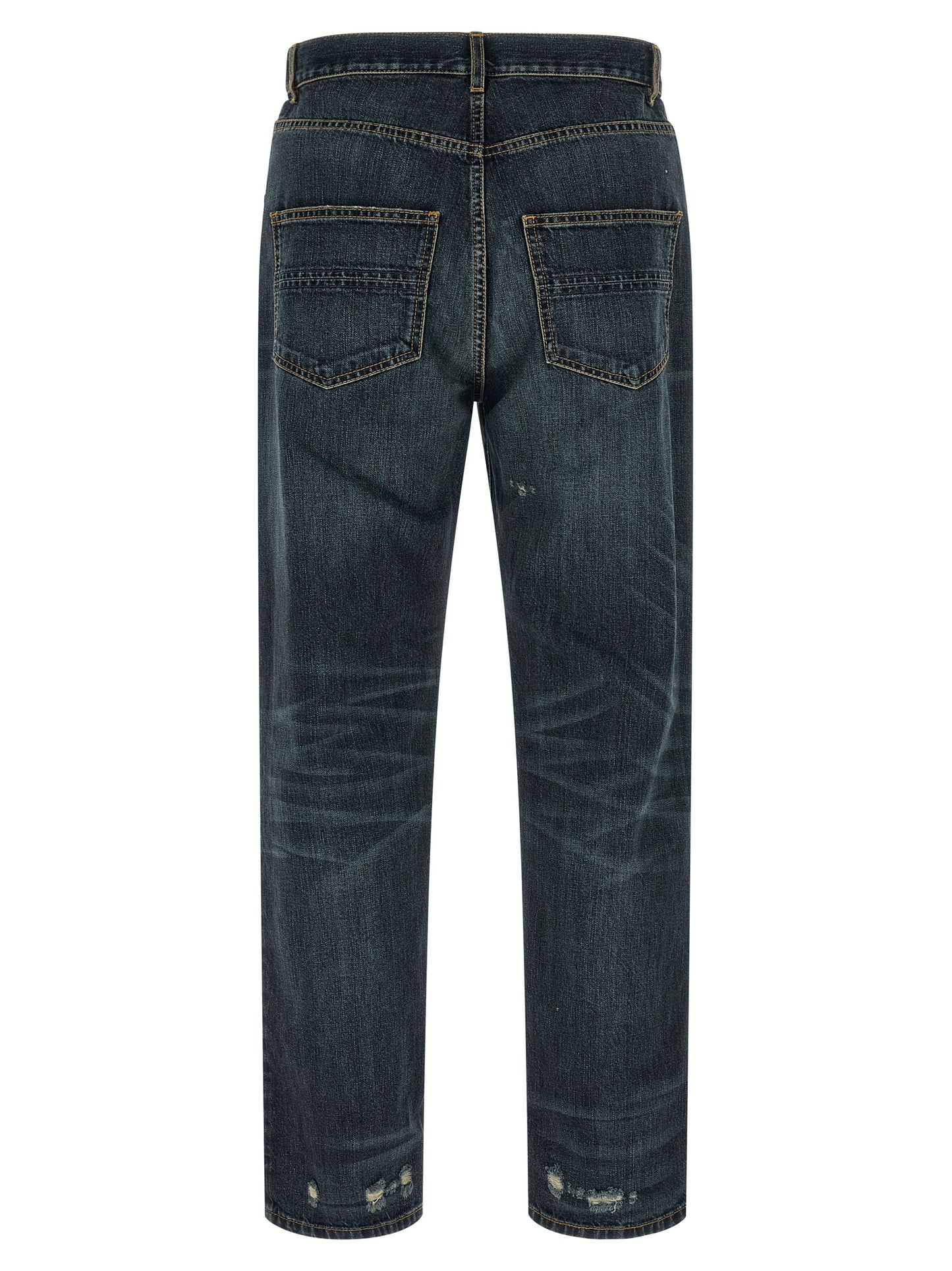 Jeans by Namacheko for men in denim cotton blue features a polished silhouette with a polished straight-leg & regular-fit, reaching a polished long and finished with a polished .