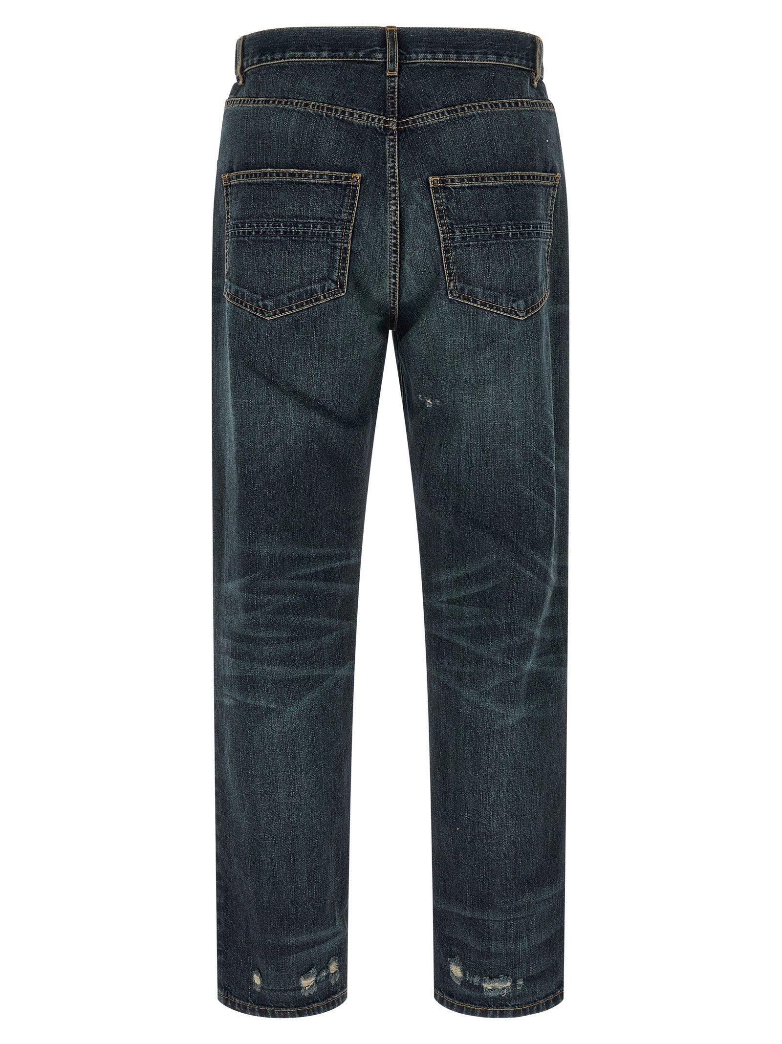 Jeans by Namacheko for men in denim cotton blue features a polished silhouette with a polished straight-leg & regular-fit, reaching a polished long and finished with a polished .