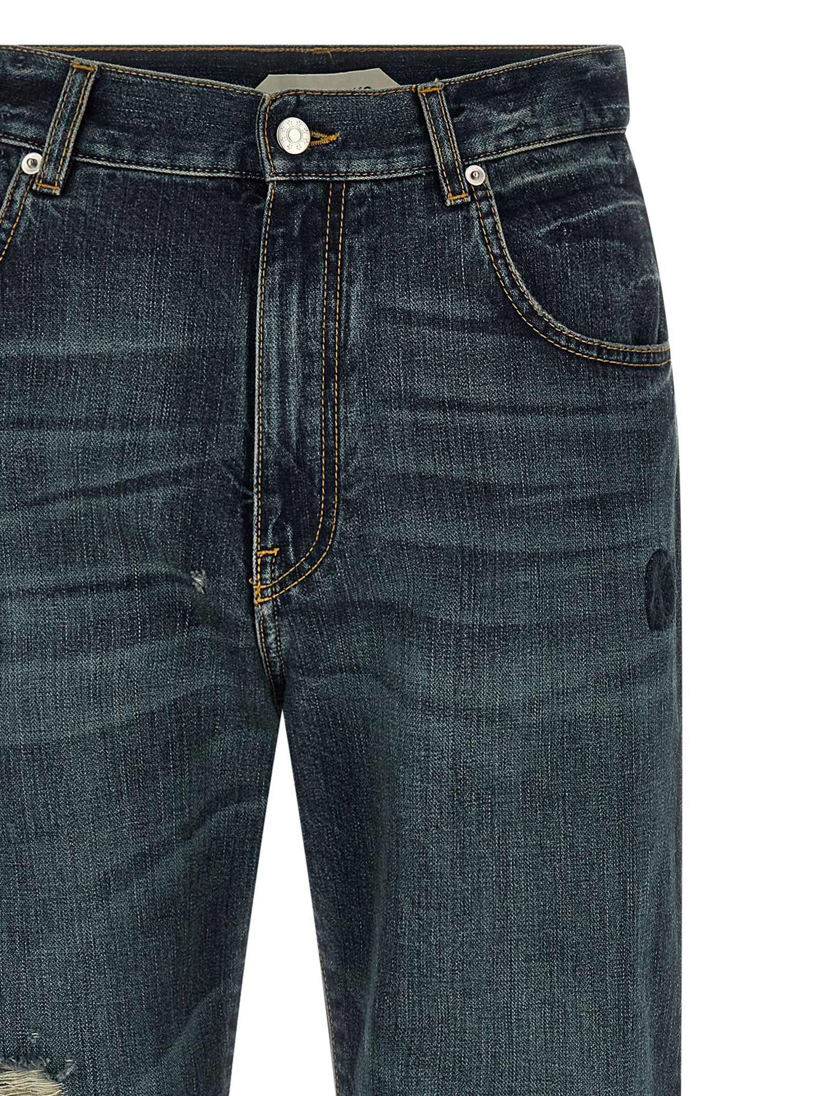 Jeans by Namacheko for men in denim cotton blue features an refined tailoring silhouette, showcasing a premium straight-leg & regular-fit with a and long cut for a refined tailoring look.