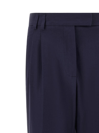 Pants by Alberto Biani for women in cotton canvas blue features a sleek silhouette with a sleek straight-leg, a refined long, and a sophisticated finish.