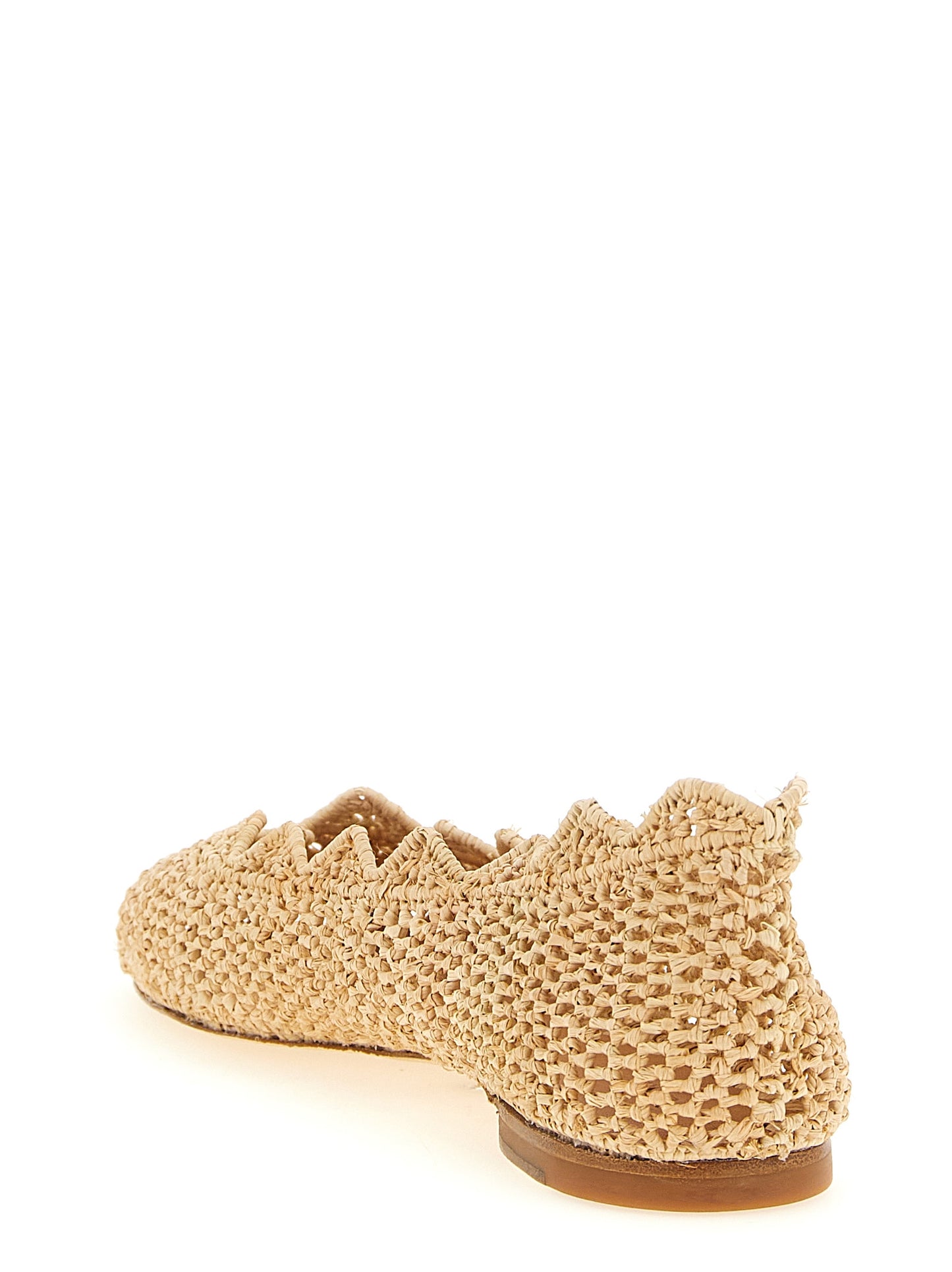 Ballet Flat Shoes by ODISSI for women in raffia viscose polyester leather beige showcases a enchanting silhouette as part of the Women's Raffia Viscose Polyester Leather Ballet Flat Shoes collection, defined by a enchanting and for a enchanting look.