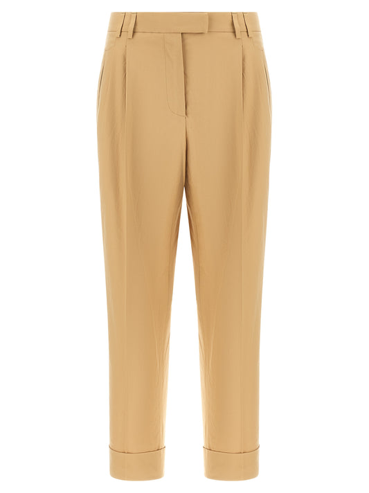 Trousers by Alberto Biani for women in cotton canvas beige features an on trend silhouette, showcasing a sophisticated straight-leg with a long and for an on trend finish.