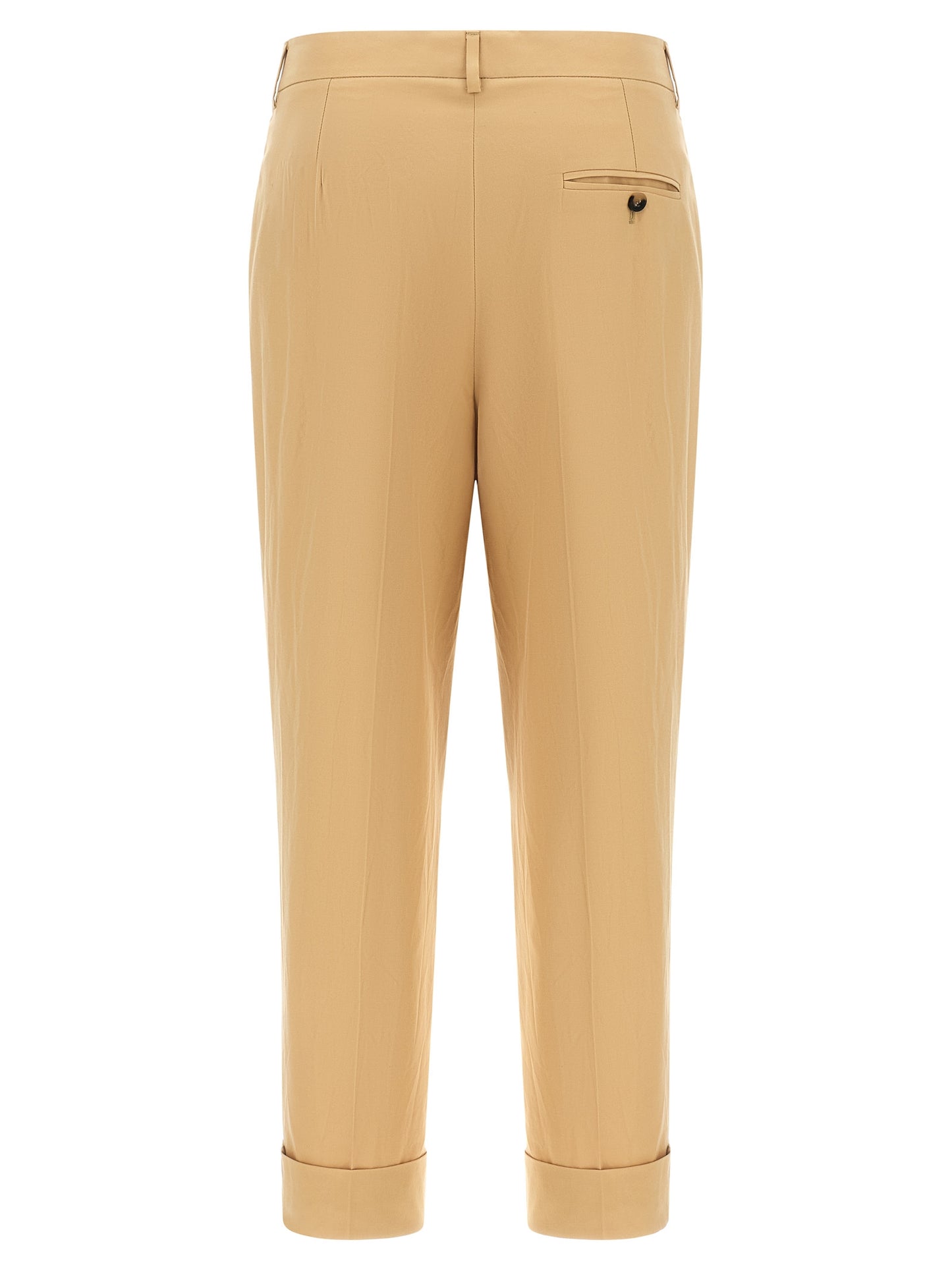 Trousers by Alberto Biani for women in cotton canvas beige features a artisanal silhouette, showcasing a sophisticated straight-leg with a long and for a artisanal finish.