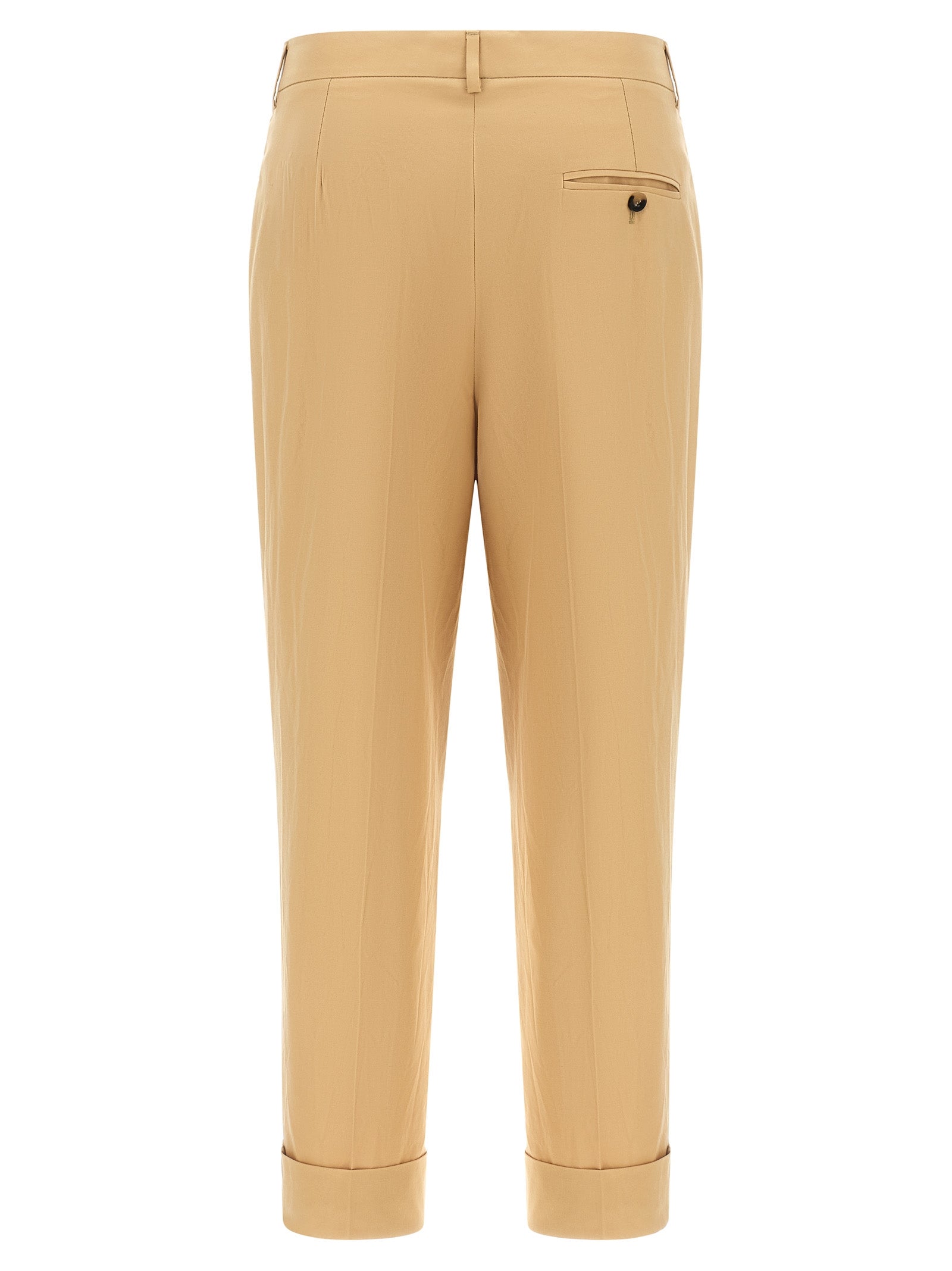 Trousers by Alberto Biani for women in cotton canvas beige features a artisanal silhouette, showcasing a sophisticated straight-leg with a long and for a artisanal finish.