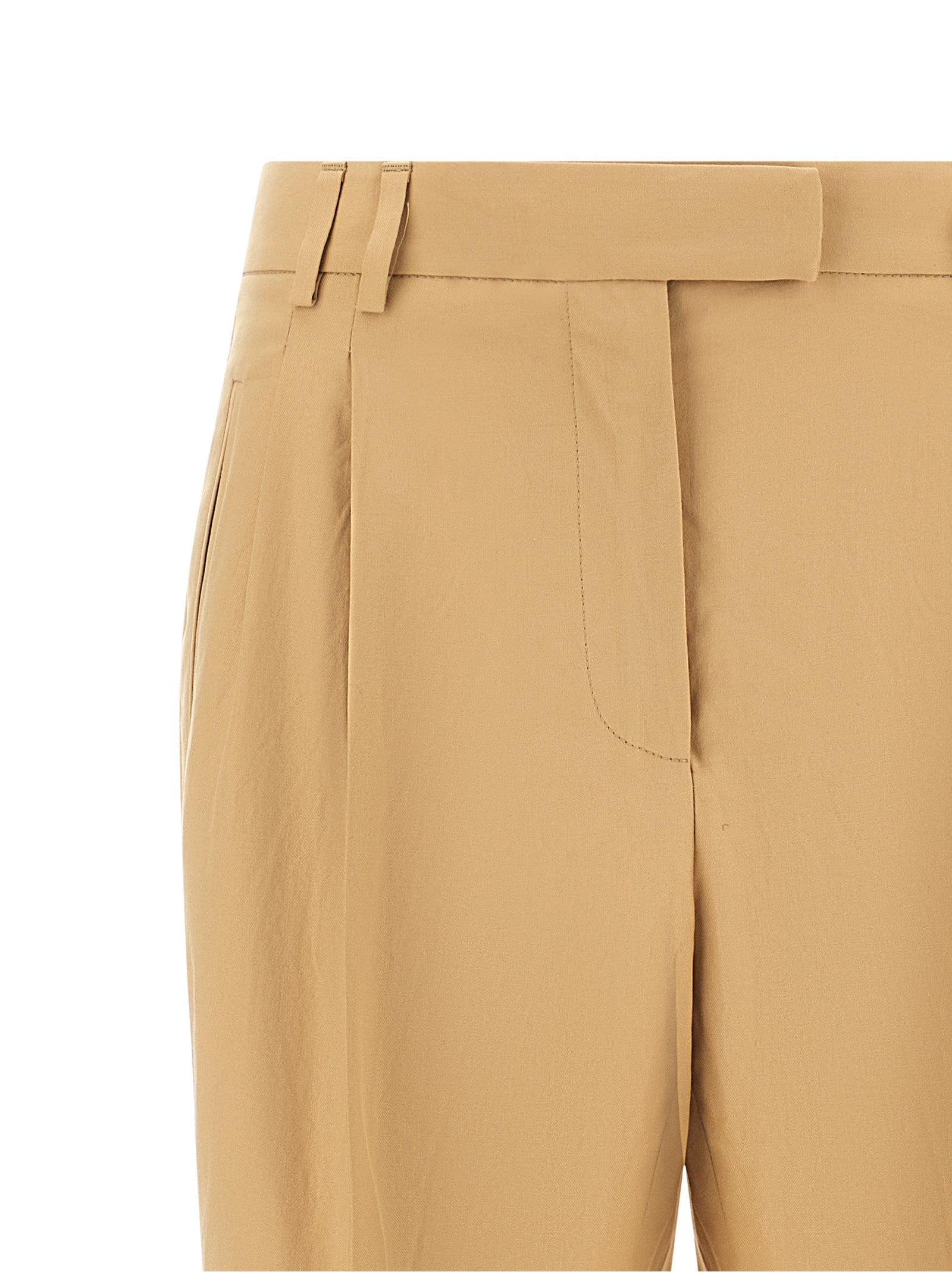 Trousers by Alberto Biani for women in cotton canvas beige features a tailored silhouette with a tailored straight-leg, defined by its long and a sophisticated .