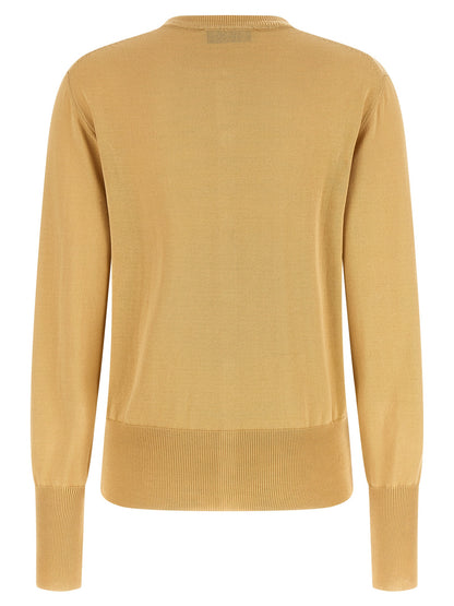 Cardigan by Vivienne Westwood for women in organic cotton beige features an crisp silhouette, showcasing a sophisticated crew neckline and detail for a truly crisp finish.