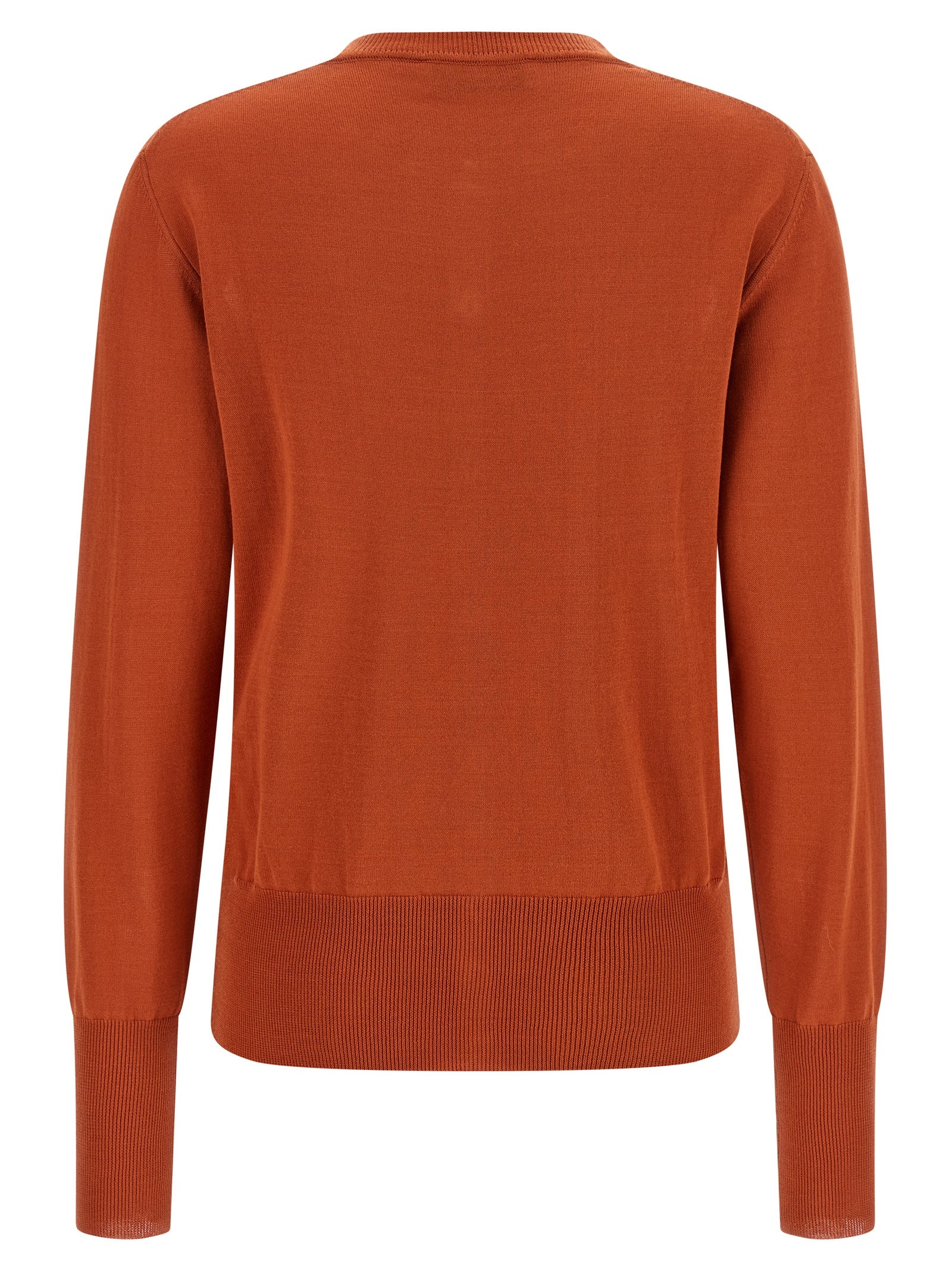 Cardigan by Vivienne Westwood for women in organic cotton orange presents a textural silhouette, artfully finished with a textural crew neckline and for a sophisticated, textural look.