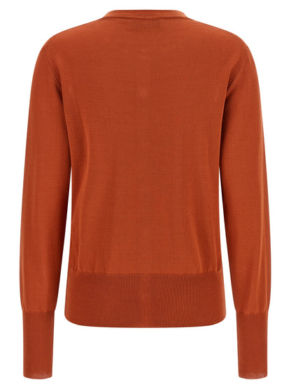 Cardigan by Vivienne Westwood for women in organic cotton orange presents a textural silhouette, artfully finished with a textural crew neckline and for a sophisticated, textural look.