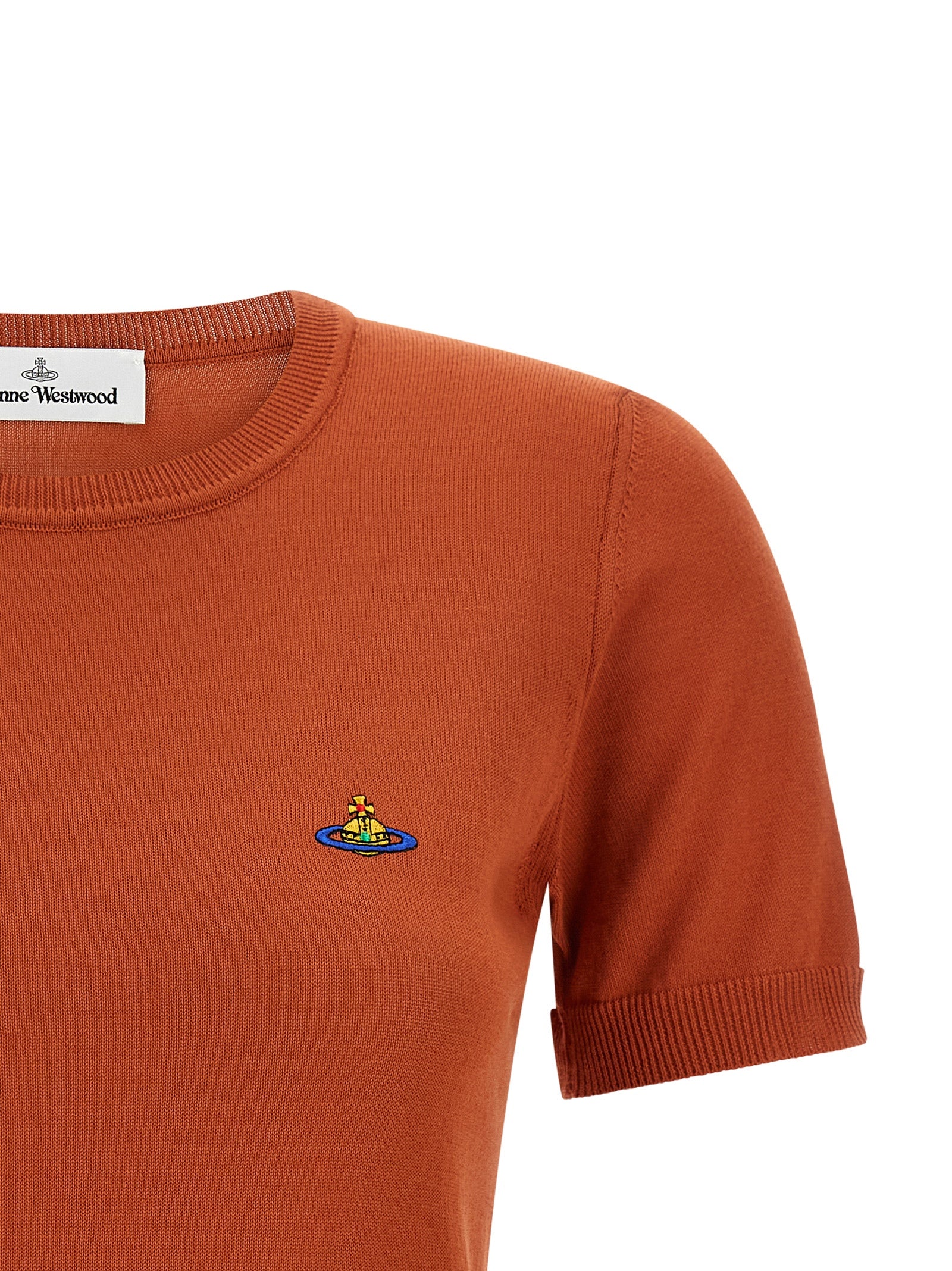 T-Shirt by Vivienne Westwood for women in organic cotton orange features a plush silhouette, showcasing a sophisticated and for a truly plush finish.