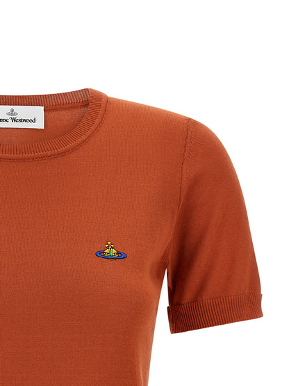 T-Shirt by Vivienne Westwood for women in organic cotton orange features a plush silhouette, showcasing a sophisticated and for a truly plush finish.