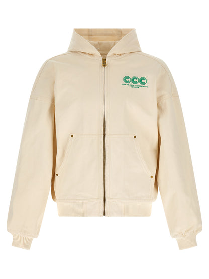 Sweatshirt Hoodie by WILLY CHAVARRIA for men in cotton canvas bicolour & yellow features a slouchy chic silhouette, detailed with a slouchy chic long-sleeve and a signature hooded neckline for an elevated aesthetic.