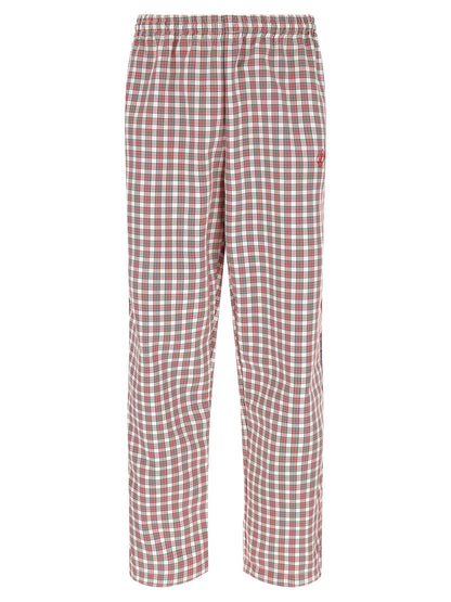 Casual Pants by WILLY CHAVARRIA for men in polyester multicolor, red & checkered features a polished silhouette with a polished straight & wide, reaching a polished long and finished with a polished .