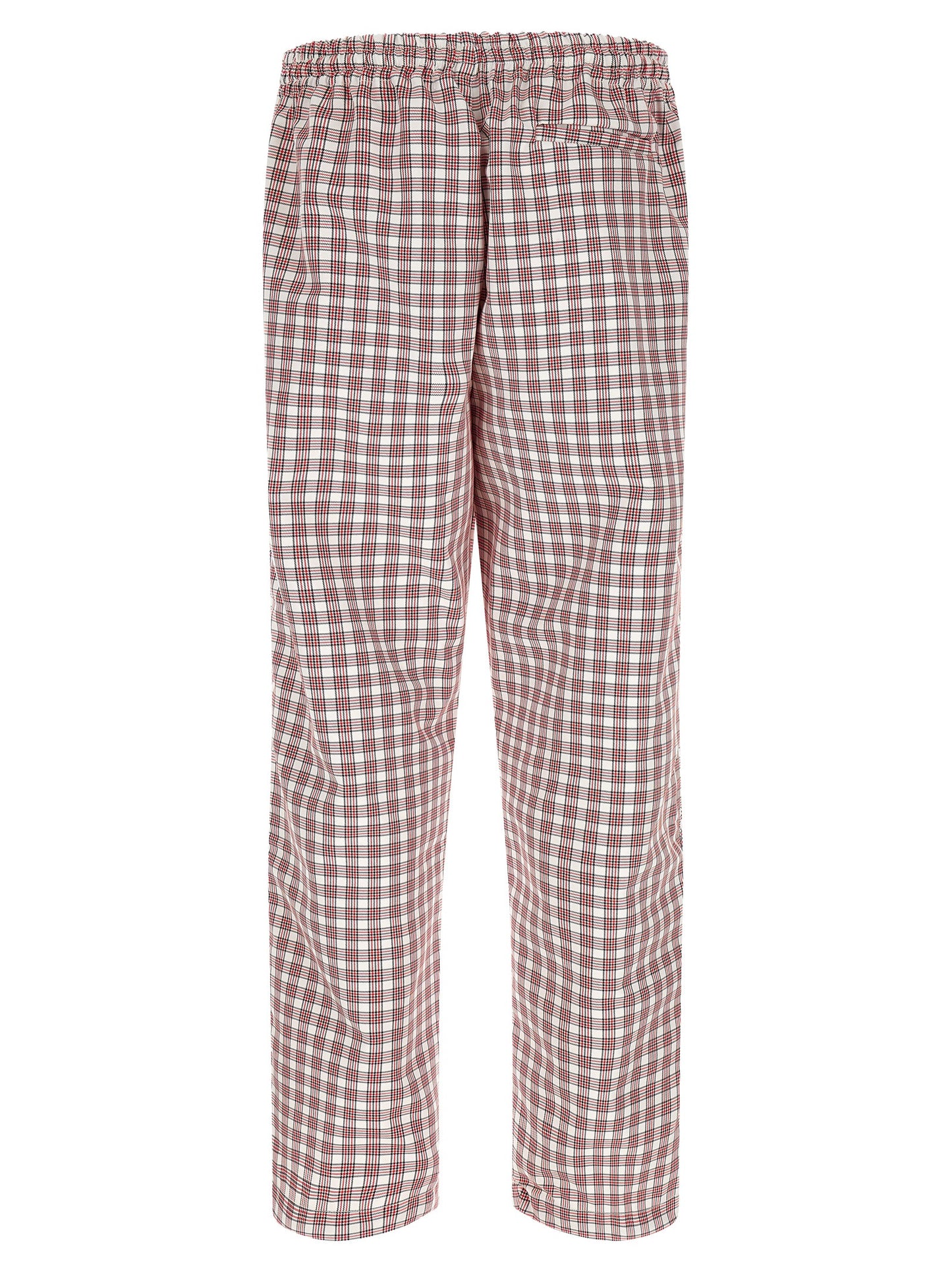 Casual Pants by WILLY CHAVARRIA for men in polyester multicolor, red & checkered presents a tailored silhouette, showcasing a tailored straight & wide and long cut with a refined for a truly tailored aesthetic.