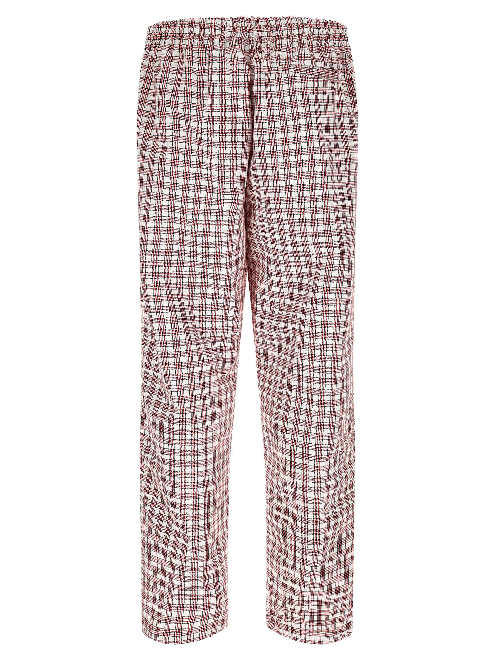 Casual Pants by WILLY CHAVARRIA for men in polyester multicolor, red & checkered presents a tailored silhouette, showcasing a tailored straight & wide and long cut with a refined for a truly tailored aesthetic.