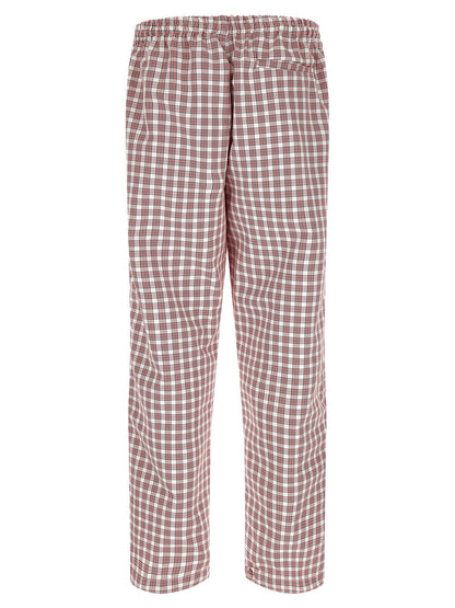 Casual Pants by WILLY CHAVARRIA for men in polyester multicolor, red & checkered presents a tailored silhouette, showcasing a tailored straight & wide and long cut with a refined for a truly tailored aesthetic.