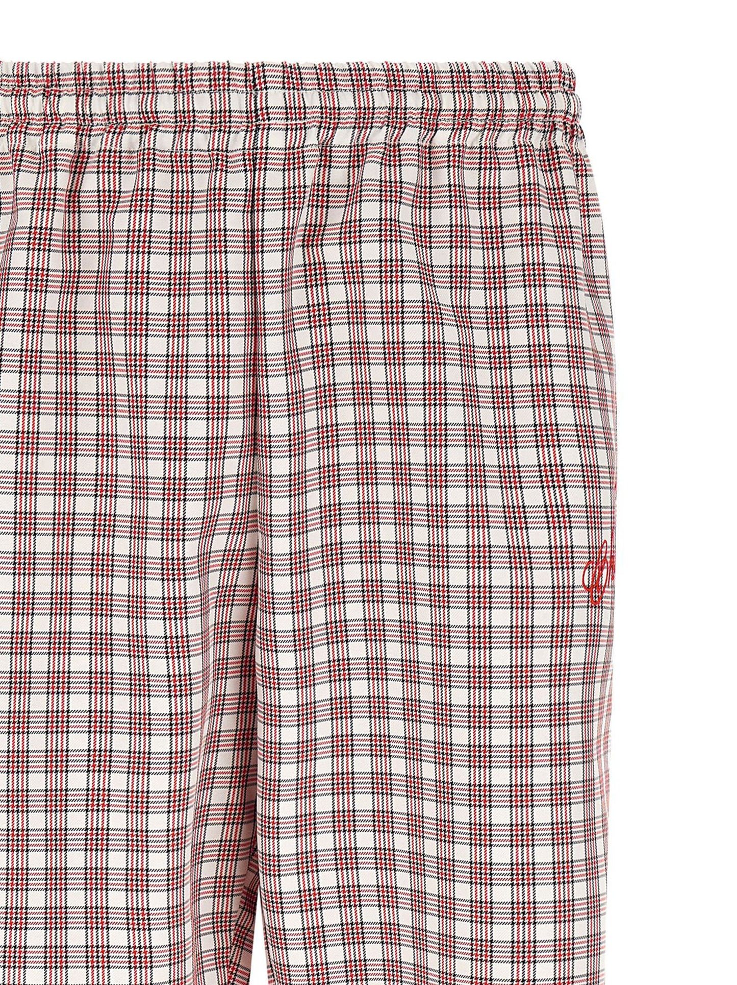 Casual Pants by WILLY CHAVARRIA for men in polyester multicolor, red & checkered features an sartorial straight & wide and long with a cut for a sartorial finish.