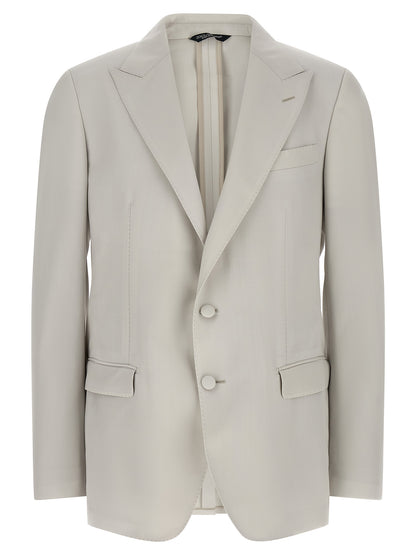 Dolce & Gabbana Men's Single Breasted Virgin Wool Blazer - Gray