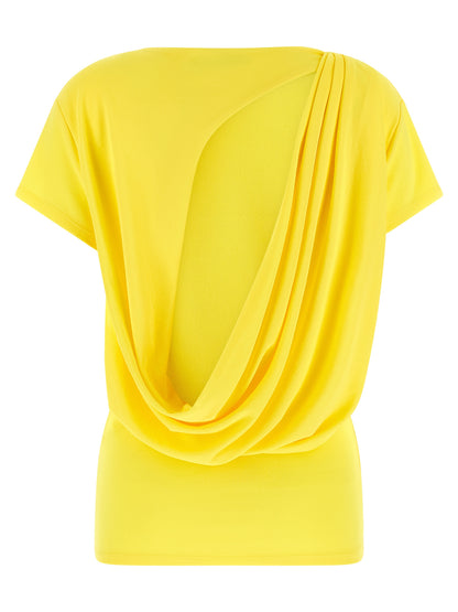 T-Shirt by Jacquemus for women in polyamide viscose bicolour & yellow features a plush silhouette, showcasing a sophisticated boat neckline and for a truly plush finish.