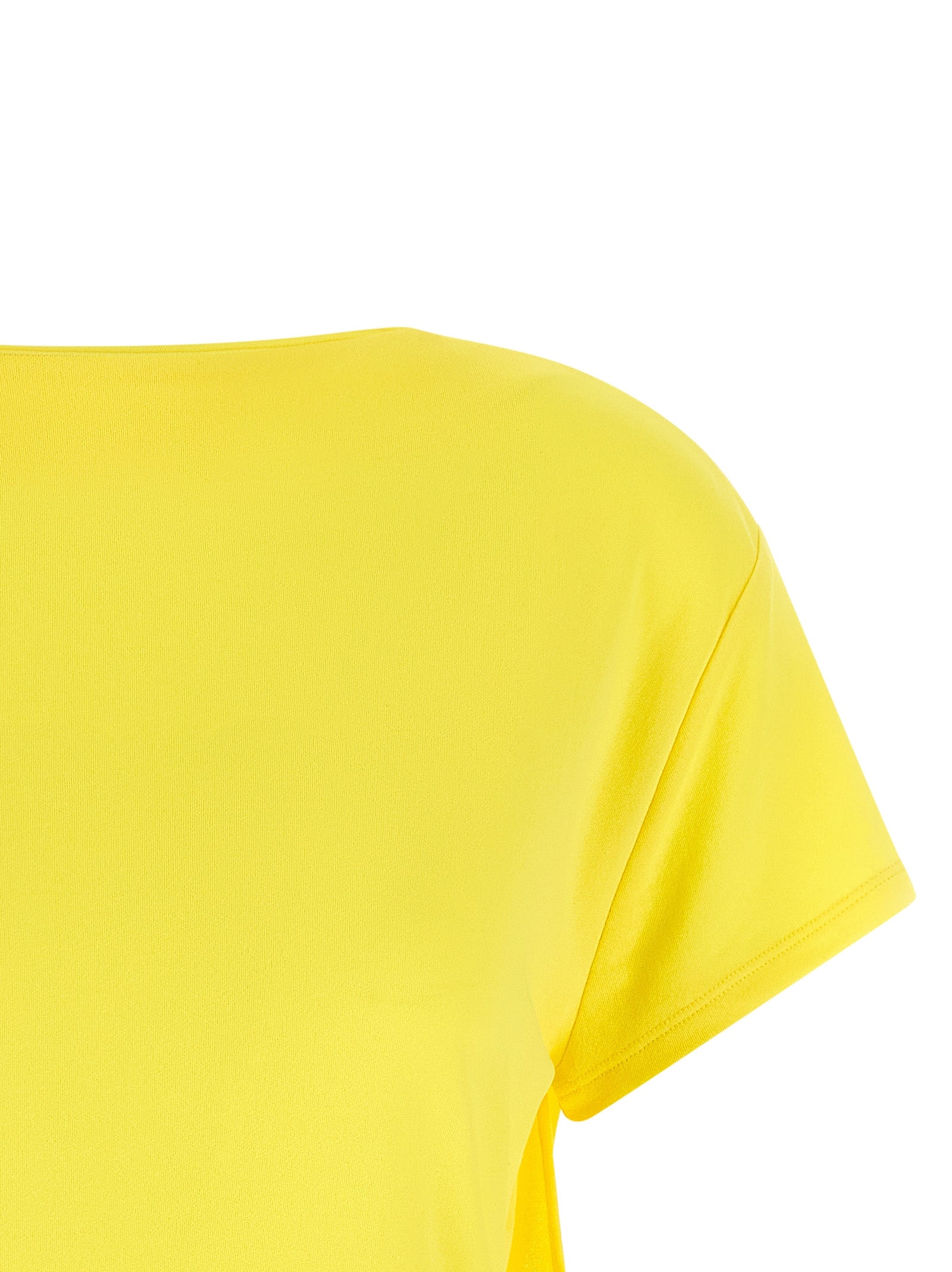 T-Shirt by Jacquemus for women in polyamide viscose bicolour & yellow showcases a chic silhouette, artfully detailed with a chic boat neckline and for a chic finish.