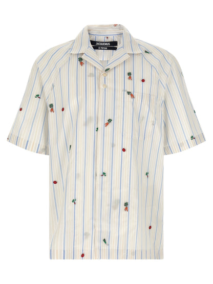 Shirt by Jacquemus for men in cotton horn, multicolor, patterned, jacquard & striped presents a discerning silhouette, showcasing a sophisticated and for a truly discerning finish.