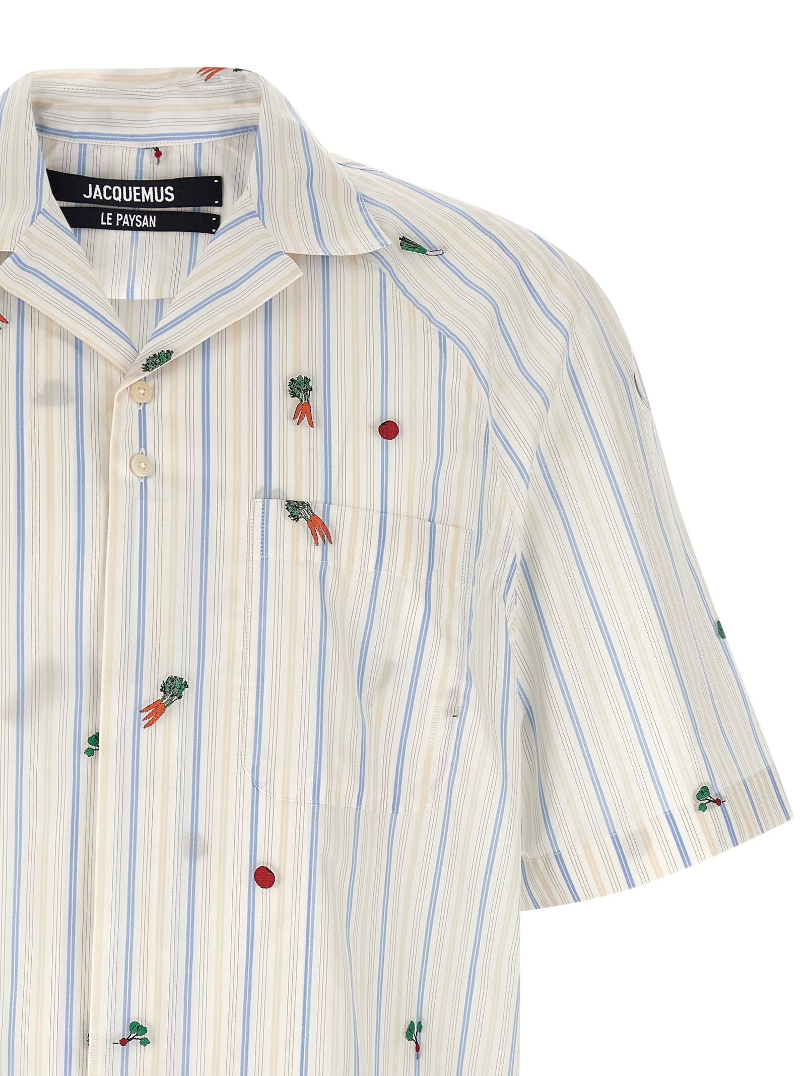 Shirt by Jacquemus for men in cotton horn, multicolor, patterned, jacquard & striped features an architectural silhouette with a refined and elegant for a architectural look.
