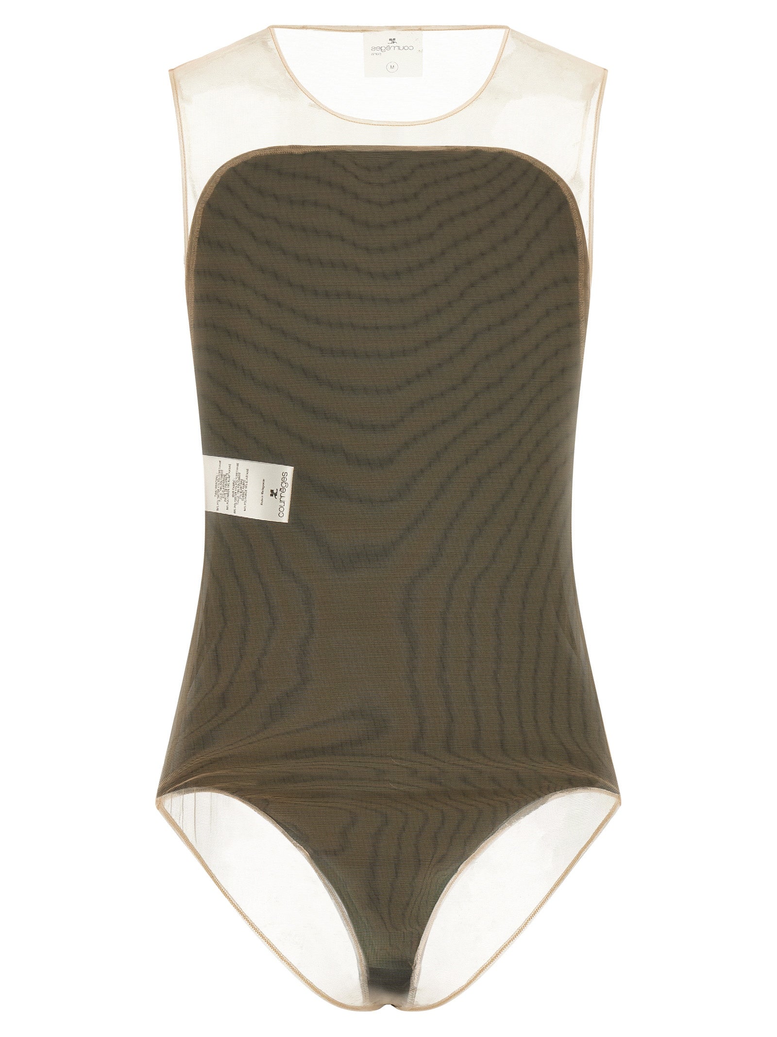 Bodysuit by Courrèges for women in polyester polyurethane & acetate black & transparent showcases a flawless silhouette, elegantly defined by a refined square neckline and for a flawless and polished finish.