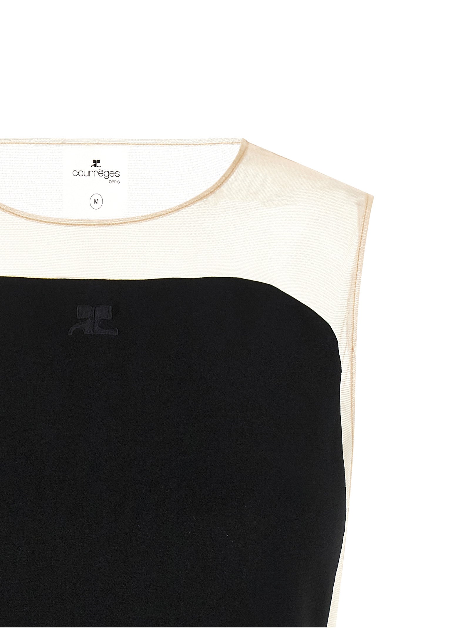 Bodysuit by Courrèges for women in polyester polyurethane & acetate black & transparent showcases a coveted silhouette, artfully finished with a coveted and for a coveted look.