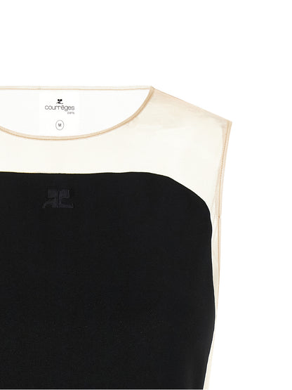 Bodysuit by Courrèges for women in polyester polyurethane & acetate black & transparent showcases a coveted silhouette, artfully finished with a coveted and for a coveted look.
