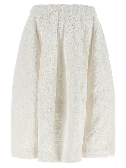 Skirt by Comme Des Garçons for women in cotton white features an tailored silhouette, artfully capturing the essence of Women's Flared Cotton Skirt in a sophisticated midi.