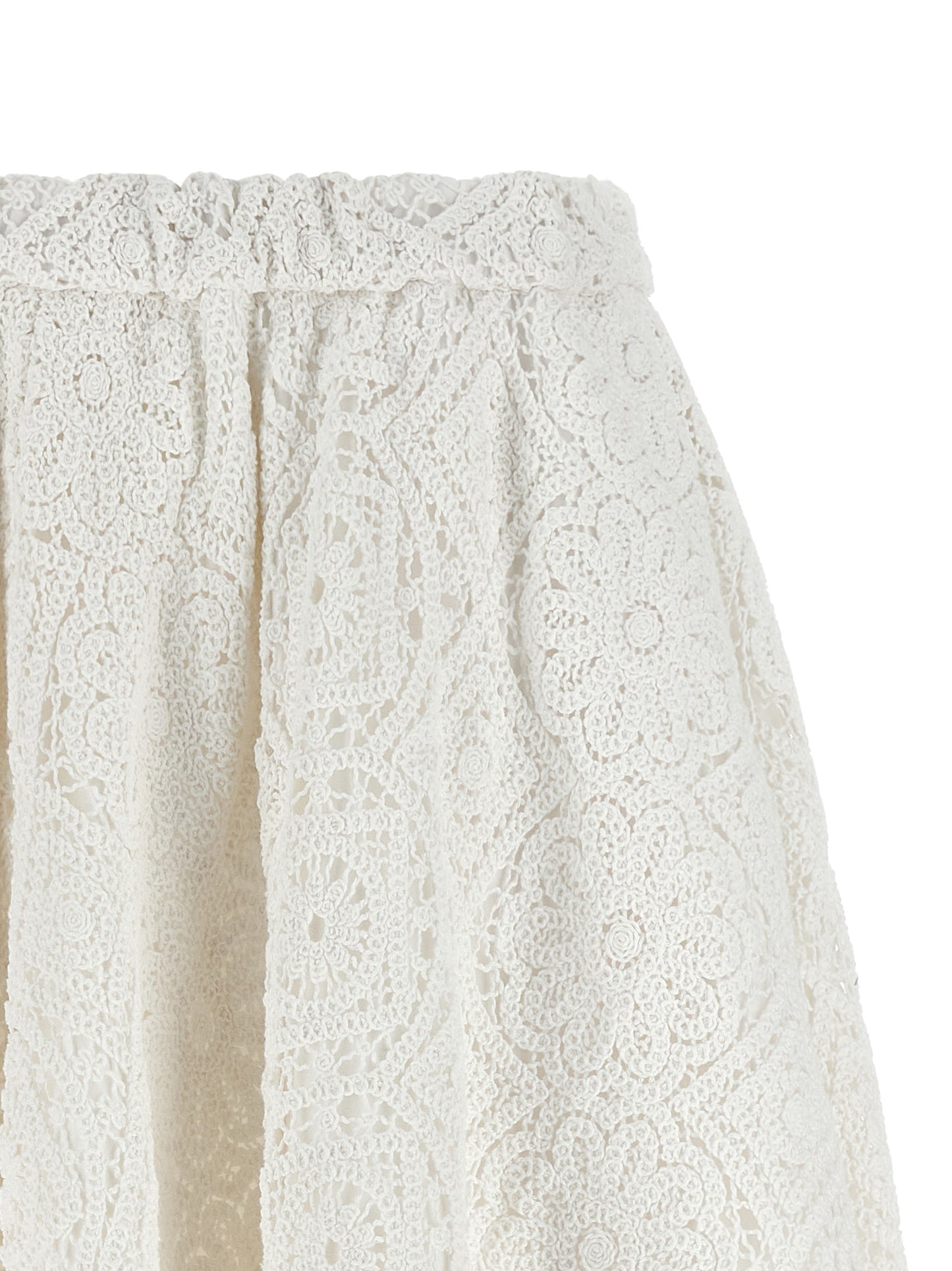 Skirt by Comme Des Garçons for women in cotton white features a contoured silhouette from the Women's Flared Cotton Skirt collection, characterized by its contoured midi for a contoured finish.