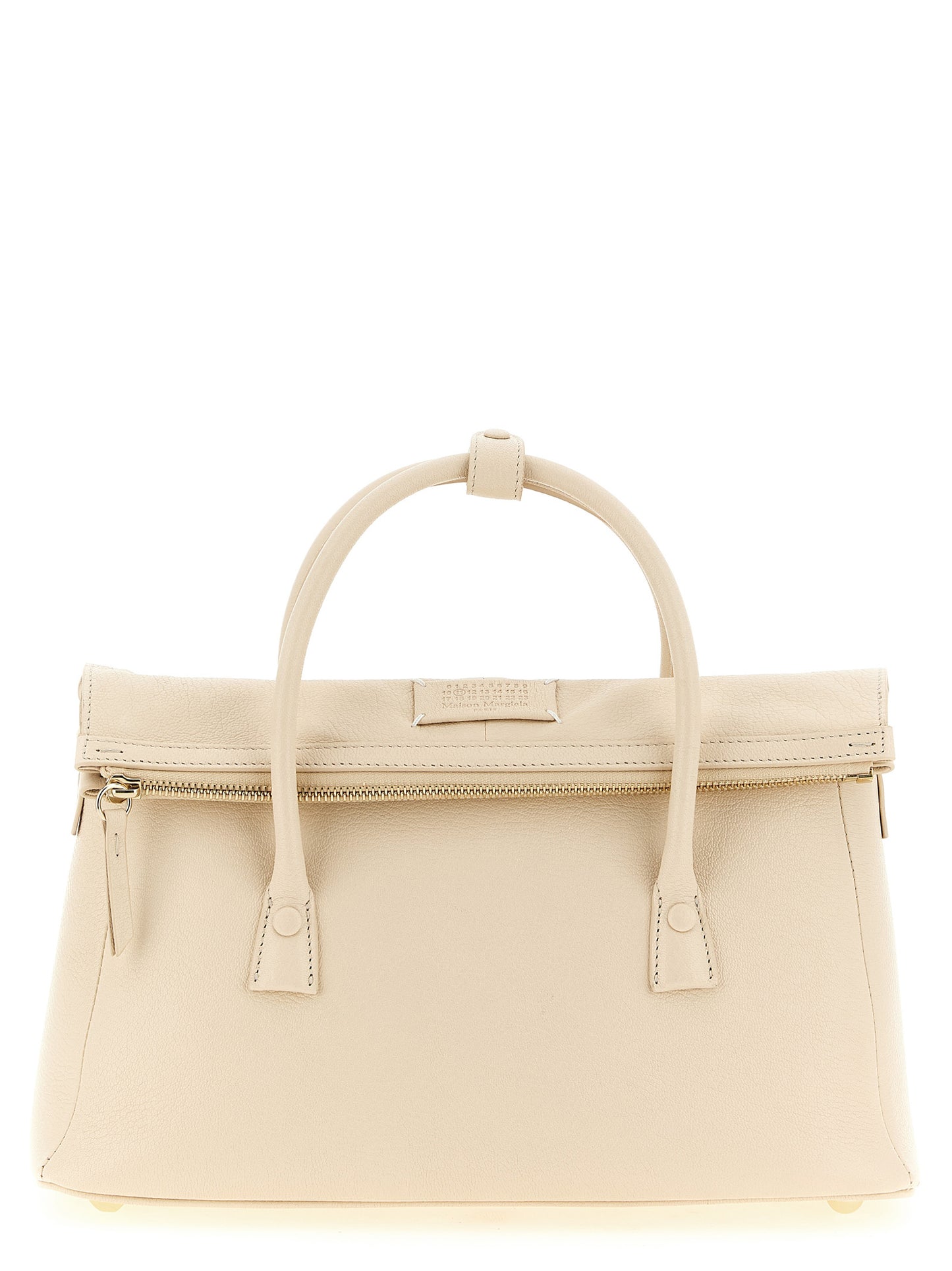 East West Handbag by Maison Margiela for women in viscose goat leather & fur multicolor, pink & signature features a signature silhouette, showcasing a secure zipper and signature with versatile shoulder-strap, adjustable-strap & handle for a sophisticated look.