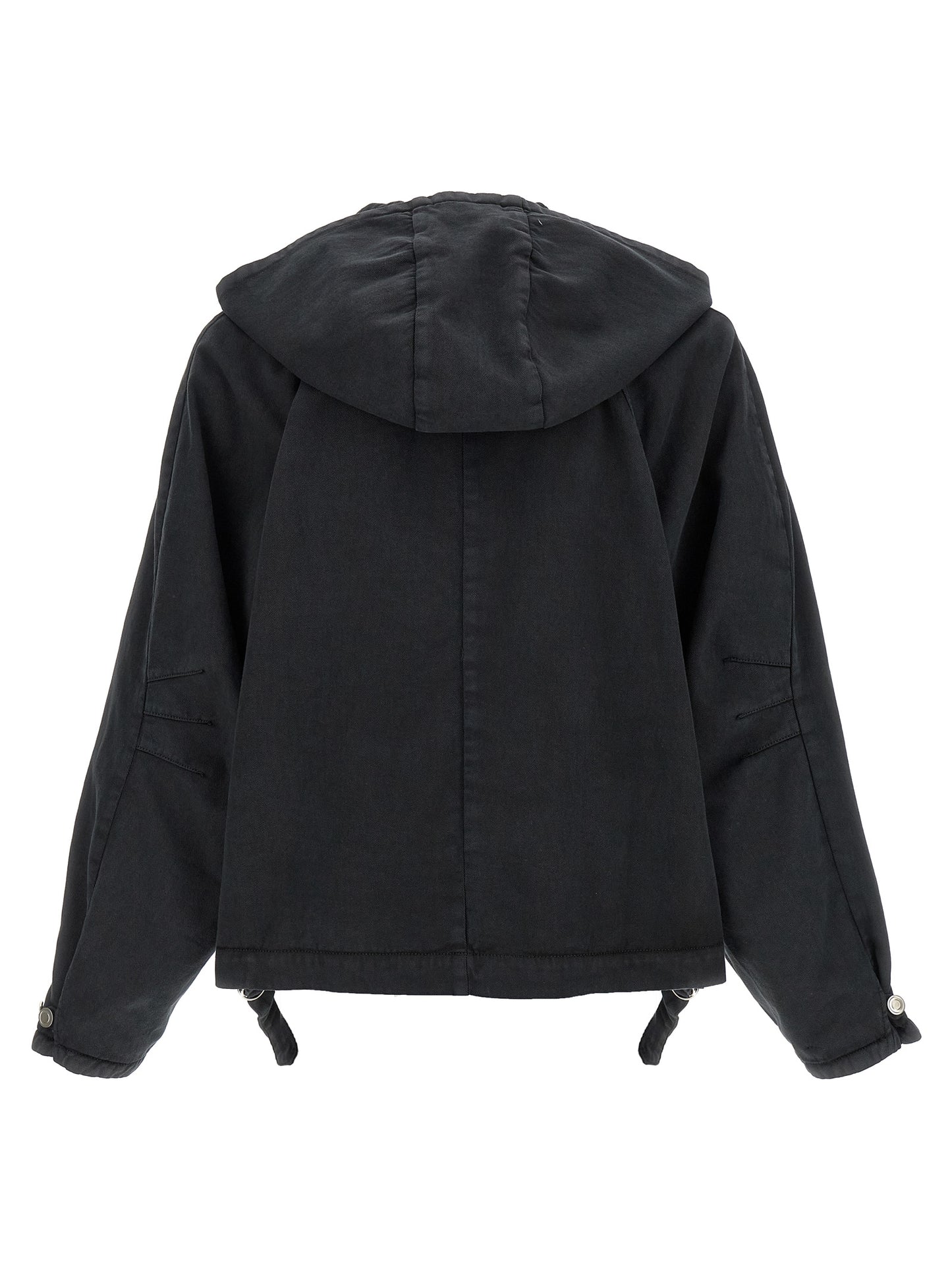 Hooded Windbreaker Jacket by Namacheko for men in cotton black features an stylish silhouette, showcasing a sophisticated hooded neckline and performance-driven pockets, hooded & windproof for a premium, stylish look.