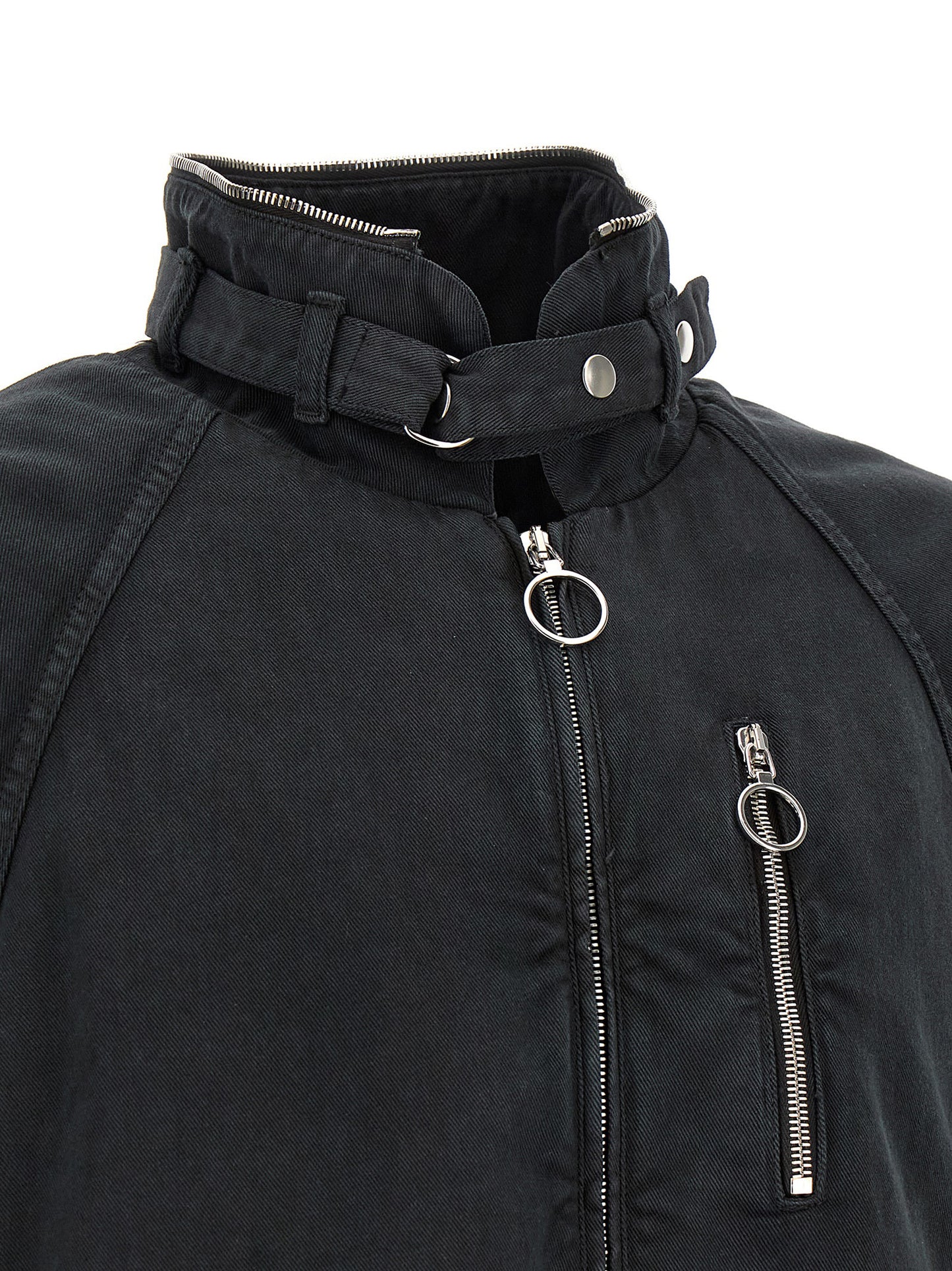 Hooded Windbreaker Jacket by Namacheko for men in cotton black showcases a modern silhouette, integrating pockets, hooded & windproof and a modern for a sophisticated finish.