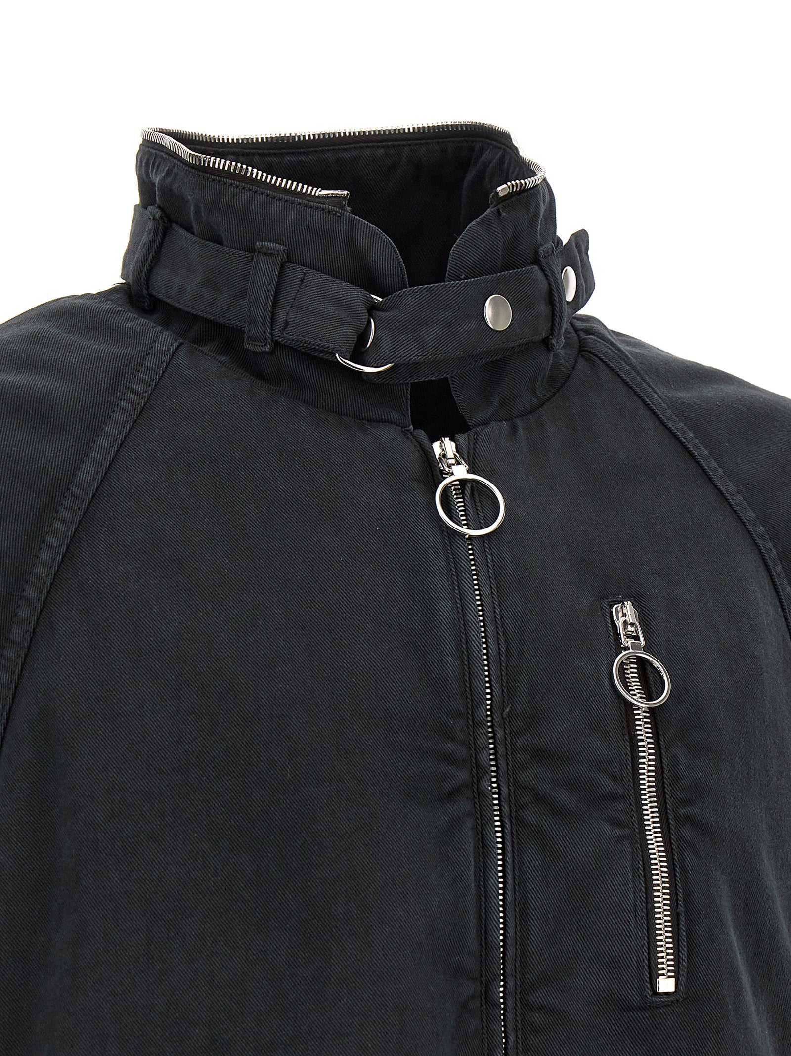Hooded Windbreaker Jacket by Namacheko for men in cotton black showcases a modern silhouette, integrating pockets, hooded & windproof and a modern for a sophisticated finish.