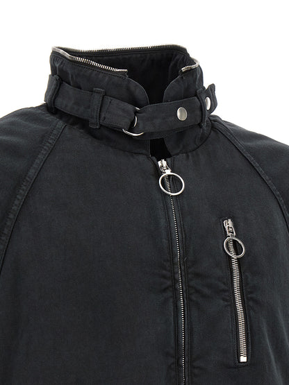 Hooded Windbreaker Jacket by Namacheko for men in cotton black showcases a modern silhouette, integrating pockets, hooded & windproof and a modern for a sophisticated finish.