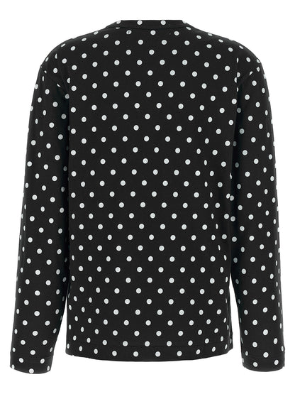 Comme Des Garçons Play Play Women's Long-Sleeve Crew Neck Cotton T-Shirt - Black Red Print