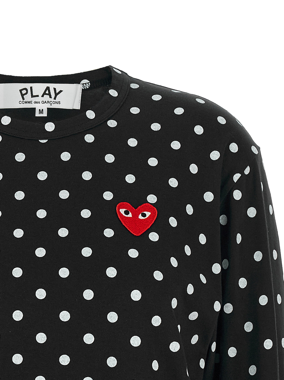 Comme Des Garçons Play Play Women's Long-Sleeve Crew Neck Cotton T-Shirt - Black Red Print