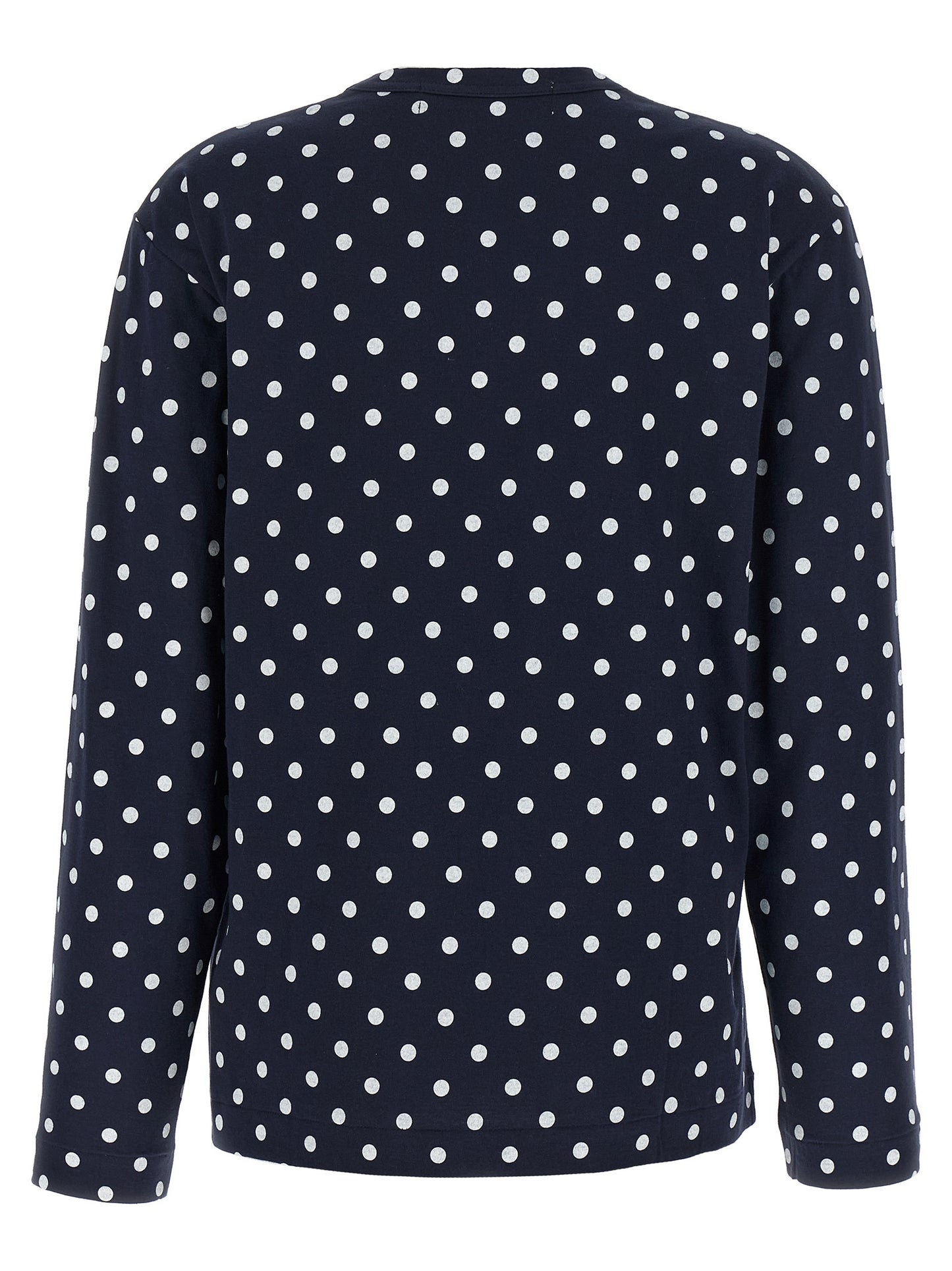 T-Shirt by Comme Des Garçons Play for women in cotton blue, red & print showcases a unassuming silhouette, artfully detailed with a refined crew neckline and unassuming for a sophisticated, contemporary look.
