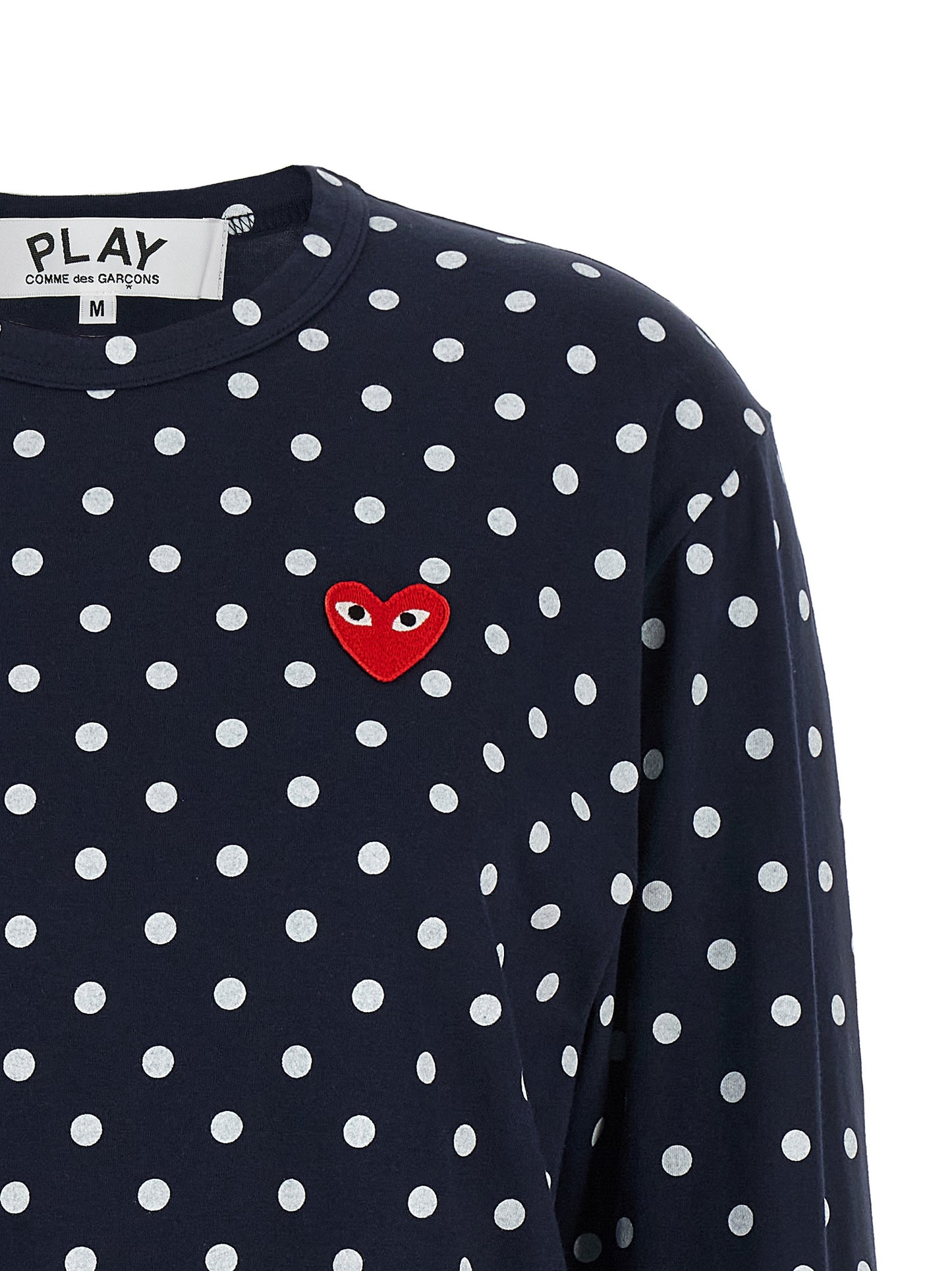 T-Shirt by Comme Des Garçons Play for women in cotton blue, red & print features an on trend silhouette, perfectly showcasing a on trend and crew neckline for an elevated aesthetic.